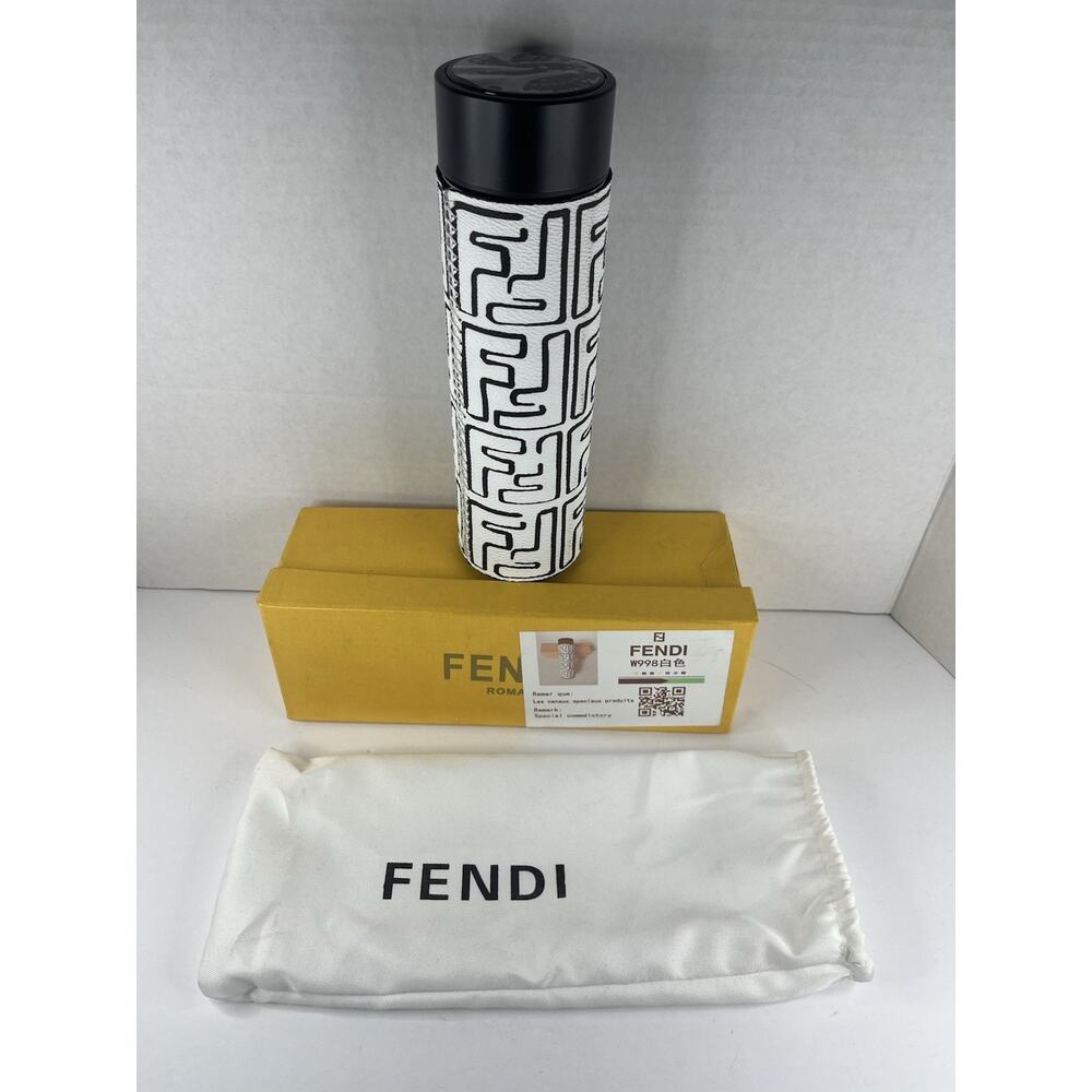 Rare Fendi Logo Designer Water Bottle W/ Tea Strainer Steel W/ Smart Led Lid